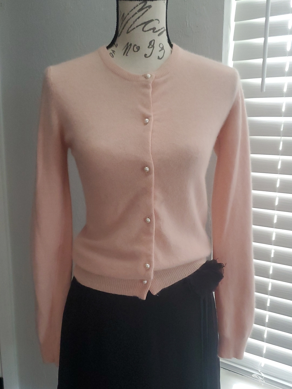 BURDINES florida Light Pink Pearl-Button Lambswool-Blend Cardigan S